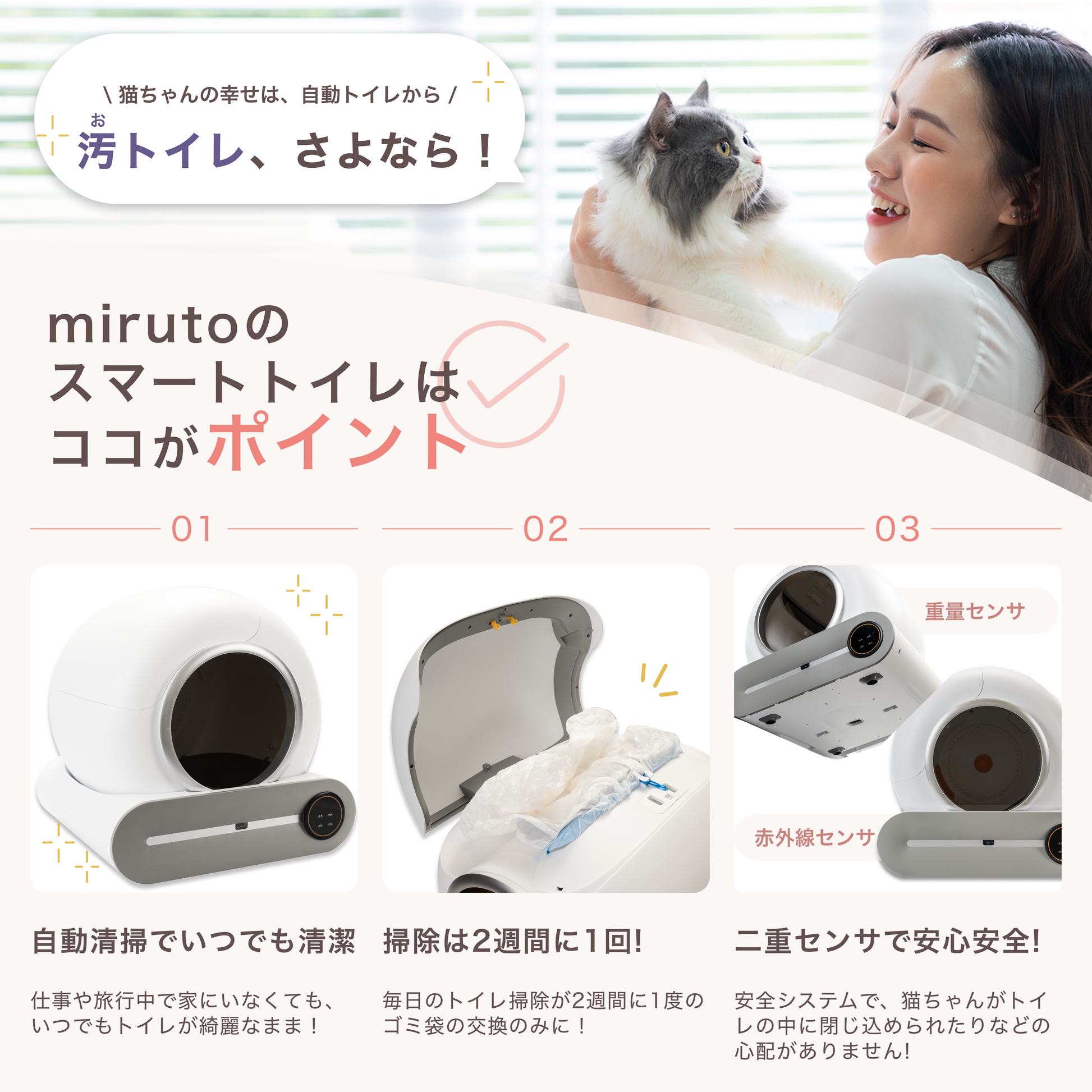 全自動スマートトイレ(猫用) – miruto公式
